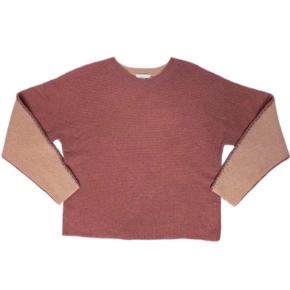 Johnny Was Calme Color Block Waffle Texture Cashmere Sweater - Picture 1 of 10